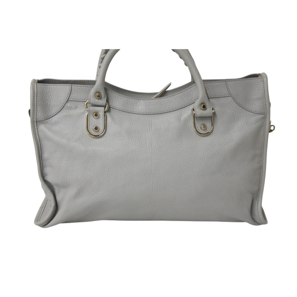 Balenciaga Gray Hobo Handbag Shoulder One Leather The City - Picture 3 of 10